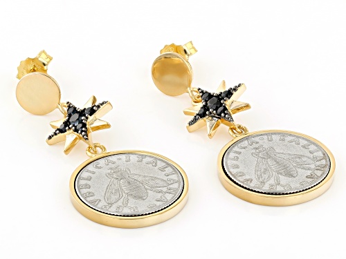 Bella Luce® Italia 0.44ctw Black Spinel Eterno™ Yellow And 2 Lira Bee Coin Earrings