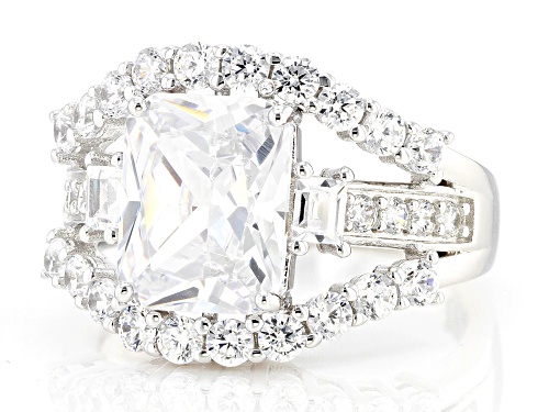 Bella Luce® 7.20ctw White Diamond Simulant Rhodium Over Sterling Silver Ring (4.36ctw DEW) - Size 10