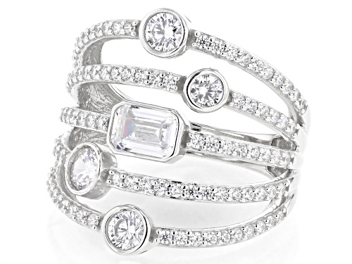 Bella Luce® 2.80ctw White Diamond Simulant Rhodium Over Sterling Silver Ring (1.69ctw DEW) - Size 5
