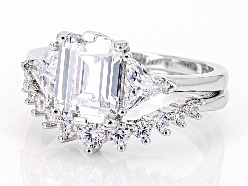 Bella Luce® 5.36ctw White Diamond Simulant Platinum Over Sterling Silver Ring Set (3.24ctw DEW) - Size 9