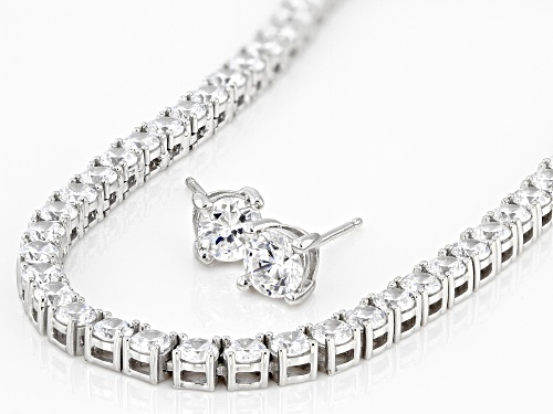 Bella Luce® 26.00ctw Diamond Simulant Platinum Over Silver Necklace & Earring Anniversary Boxed Set