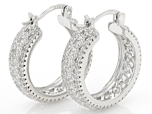 Bella Luce® 2.88ctw White Diamond Simulant Rhodium Over Sterling Silver Hoops (1.75ctw DEW)