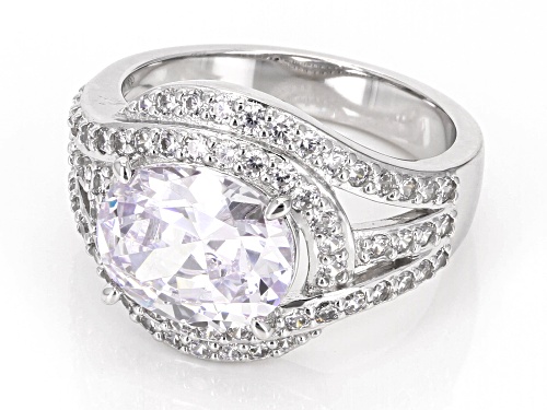 Bella Luce® 7.18ctw White Diamond Simulant Platinum Over Sterling Silver Ring (4.35ctw DEW) - Size 8