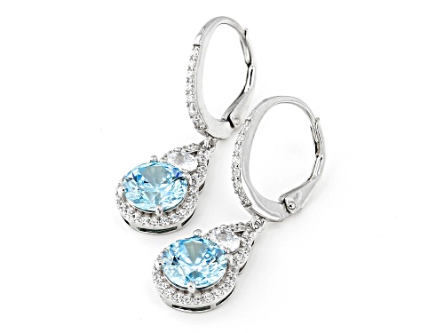 Bella Luce® 9.03ctw Aquamarine And White Diamond Simulants Rhodium Over Sterling Silver Earrings