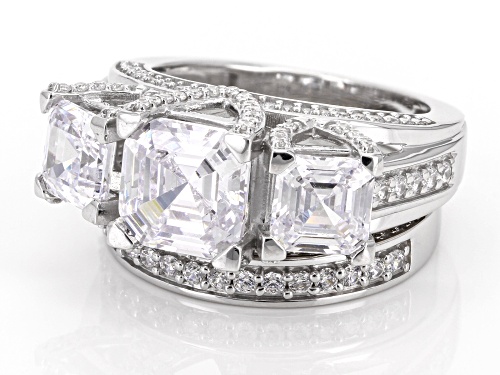 Bella Luce® 8.00ctw White Dia Simulant Platinum Over Silver Asscher Cut 30th Anniversary Ring Set - Size 7