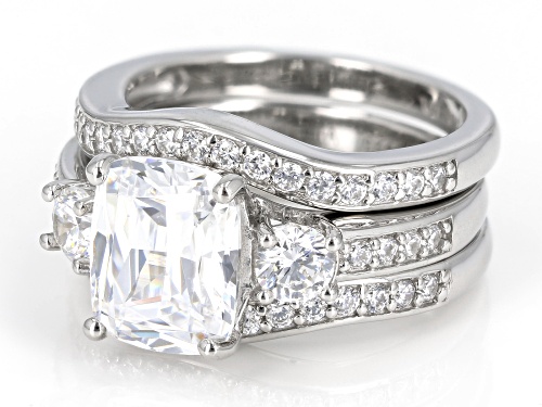 Bella Luce® 5.83ctw White Diamond Simulant Platinum Over Sterling Silver Ring Set(3.53ctw DEW) - Size 12