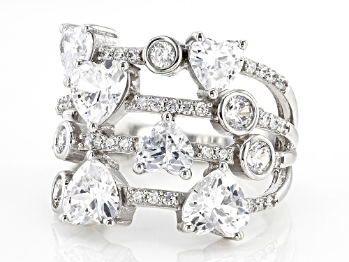 Bella Luce® 7.10ctw White Diamond Simulant Rhodium Over Sterling Silver Ring (4.30ctw DEW) - Size 6