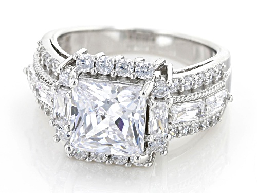 Bella Luce® 6.35ctw White Diamond Simulant Rhodium Over Sterling Silver Ring(3.84ctw DEW) - Size 10