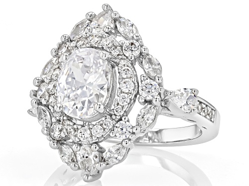 Bella Luce® 6.65ctw White Diamond Simulant Platinum Over Sterling Silver Ring(4.03ctw DEW) - Size 6