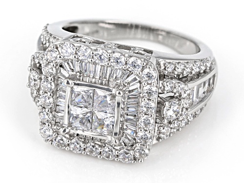 Bella Luce® 3.80ctw White Diamond Simulant Platinum Over Sterling Silver Ring(2.30ctw DEW) - Size 7