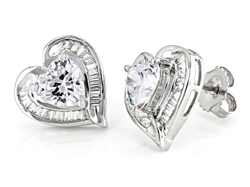 Bella Luce® 4.65ctw White Diamond Simulant Rhodium Over Silver Heart Earrings (2.81ctw DEW)