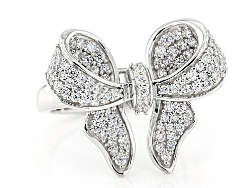 Bella Luce® 1.35ctw White Diamond Simulant Rhodium Over Sterling Silver Bow Ring (0.81ctw DEW) - Size 7