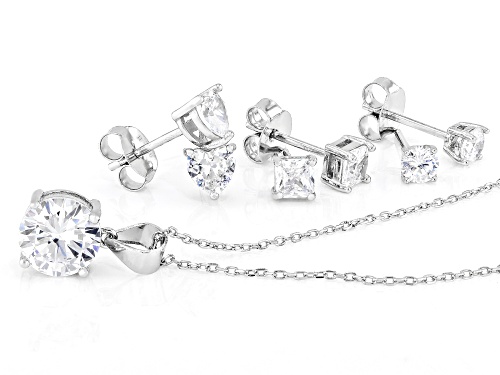 Bella Luce® 7.14ctw White Diamond Simulant Rhodium Over Sterling Silver Jewelry Set(4.32ctw DEW)