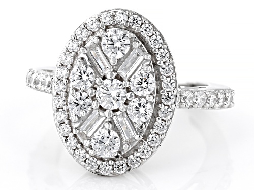 Bella Luce® 3.00ctw White Diamond Simulant Rhodium Over Sterling Silver Ring(1.81ctw DEW) - Size 8