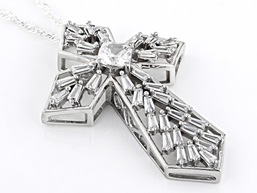 Bella Luce® 2.50ctw White Diamond Simulant Rhodium Over Sterling Silver Cross Pendant(1.51ctw DEW)