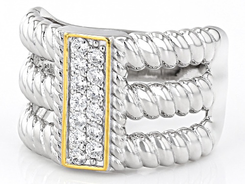 Bella Luce® 0.65ctw White Diamond Simulant Rhodium Over Silver And Eterno™ Yellow Ring(0.39ctw DEW) - Size 7