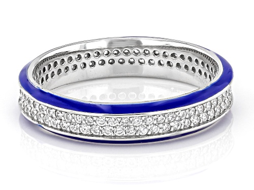 Bella Luce® 1.01ctw White Diamond Simulant And Blue Enamel Rhodium Over Silver Ring(0.61ctw DEW) - Size 8