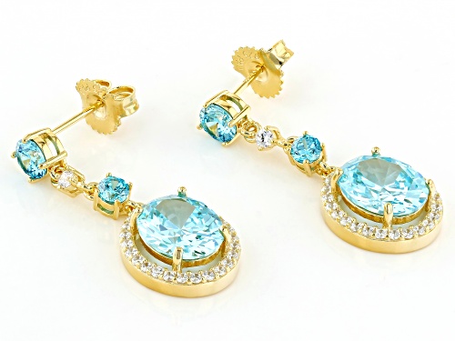 Bella Luce® 8.91ctw Swiss Blue Topaz And White Diamond Simulants Eterno™ Yellow Earrings