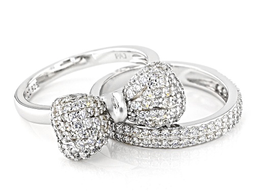 Bella Luce® 2.18ctw White Diamond Simulant Rhodium Over Sterling Silver Bow Ring Set(1.32ctw DEW) - Size 7