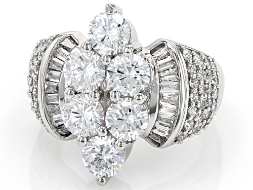 Bella Luce® 6.00ctw White Diamond Simulant Rhodium Over Sterling Silver Ring(3.63ctw DEW) - Size 6