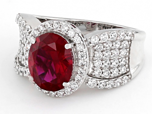 Bella Luce® 3.95ctw Ruby And White Diamond Simulants Rhodium Over Sterling Silver Ring - Size 9