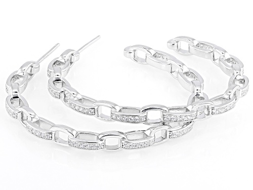 Bella Luce® 0.89ctw White Diamond Simulant Rhodium Over Sterling Silver Rolo Link Hoops
