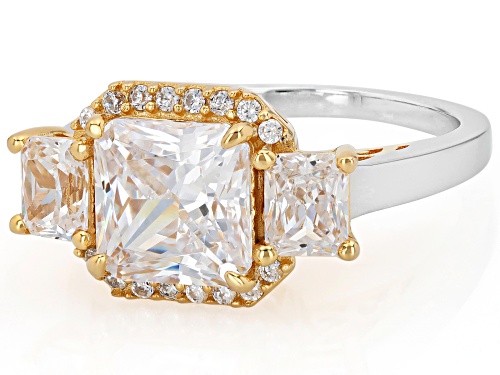 Bella Luce® 2.32ctw White Diamond Simulant Rhodium Over Silver And Eterno™ Yellow Ring(1.40ctw DEW) - Size 9