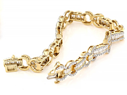 Bella Luce® 7.50ctw White Diamond Simulant 18k Yellow Gold Over Brass Tennis Bracelet(4.54ctw DEW) - Size 8