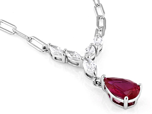 Bella Luce® 2.97ctw Lab Ruby And White Diamond Simulants Rhodium Over Sterling Silver Necklace - Size 18