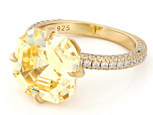 Bella Luce® 14.27ctw Canary And White Diamond Simulants Eterno™ Yellow Asscher Cut Ring(8.64ctw DEW) - Size 8