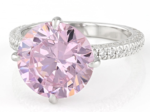 Bella Luce® 12.70ctw Pink And White Diamond Simulants Rhodium Over Sterling Silver Ring(7.69ctw DEW) - Size 9