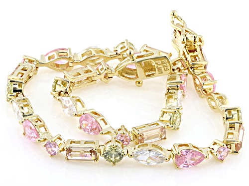 Bella Luce® 13.21ctw Peridot, Pink, Champagne & White Diamond Simulants Eterno™ Yellow Bracelet - Size 8