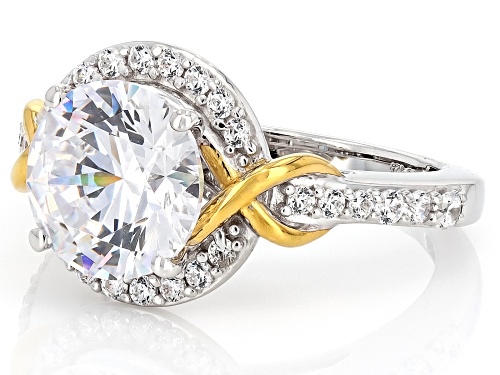 Bella Luce® 6.85ctw White Diamond Simulant Rhodium Over Sterling Silver And Eterno™ Yellow Ring - Size 7
