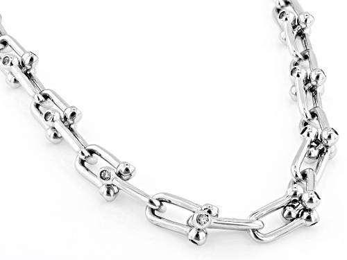 Bella Luce® 5.52ctw White Diamond Simulant Rhodium Over Silver Stirrup Link Necklace(3.34ctw DEW) - Size 18