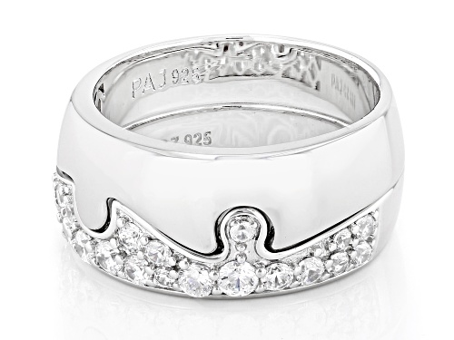 Bella Luce® 1.13ctw White Diamond Simulant Rhodium Over Sterling Silver Puzzle Ring Set - Size 7