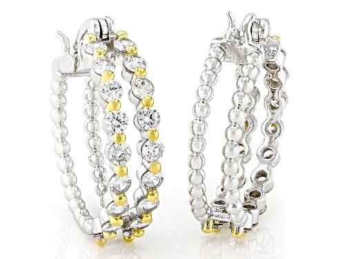 Bella Luce® 3.90ctw White Diamond Simulant Rhodium Over Sterling Silver And Eterno™ Yellow Hoops