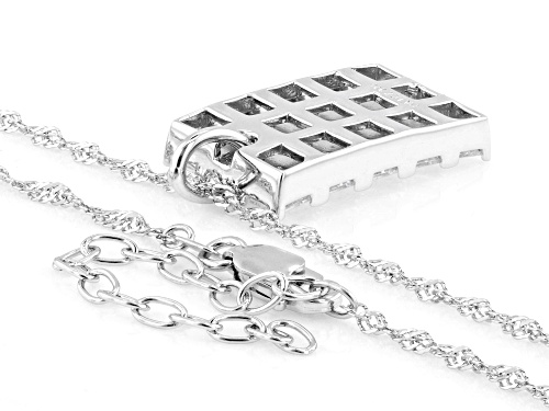 Bella Luce® 7.37ctw White Diamond Simulant Rhodium Over Sterling Silver Dog Tag Pendant