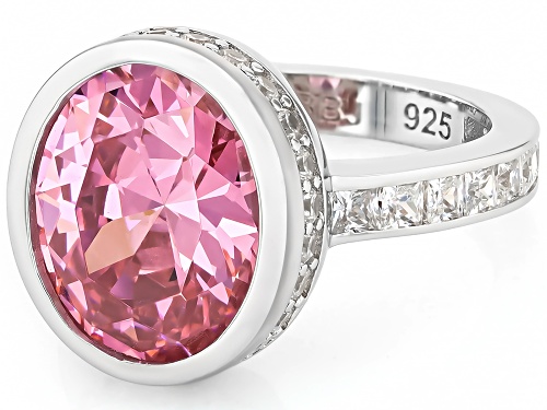 Bella Luce® 10.21ctw Pink And White Diamond Simulants Rhodium Over Sterling Silver Ring - Size 9