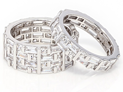 Bella Luce® 14.34ctw White Diamond Simulant Rhodium Over Sterling Silver Ring Set - Size 7