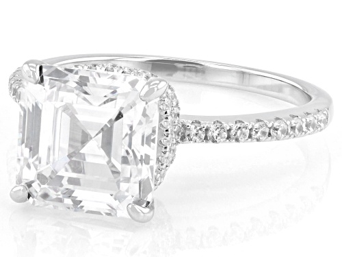Bella Luce® 7.09ctw White Diamond Simulant Rhodium Over Sterling Silver Asscher Cut Ring - Size 9