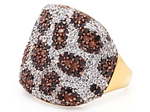 Bella Luce® 4.05ctw Mocha, Black, And White Diamond Simulants Eterno™ Yellow Cheetah Print Ring - Size 7
