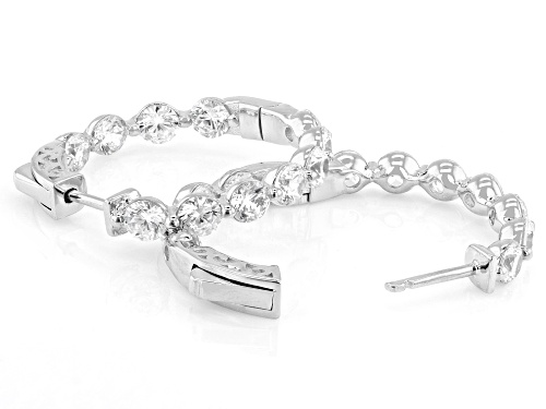 Bella Luce® 9.25ctw White Diamond Simulant Rhodium Over Sterling Silver Hoops