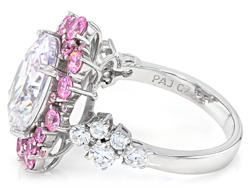 Bella Luce® 9.68ctw Pink and White Diamond Simulant Rhodium Over Sterling Silver Ring - Size 8