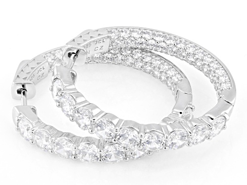 Bella Luce® 11.35ctw White Diamond Simulant Rhodium Over Sterling Silver Hoop Earrings