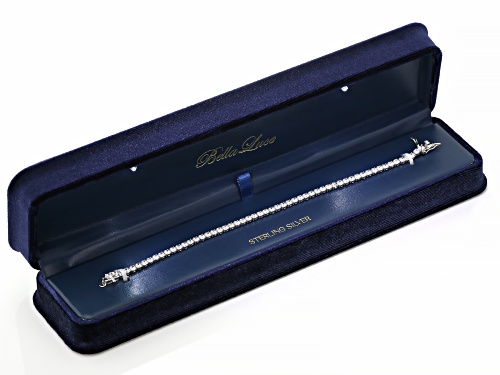 Bella Luce® 10.26ctw White Diamond Simulant Rhodium Over Silver Tennis Bracelet with Illuminated Box - Size 7.25
