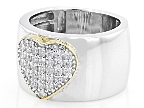 Bella Luce® 0.75ctw White Diamond Simulant Rhodium Over Silver and Eterno™ Yellow Heart Ring - Size 6