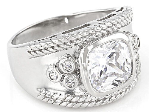 Bella Luce ® 3.65ctw White Diamond Simulant Rhodium Over Sterling Silver Ring - Size 5