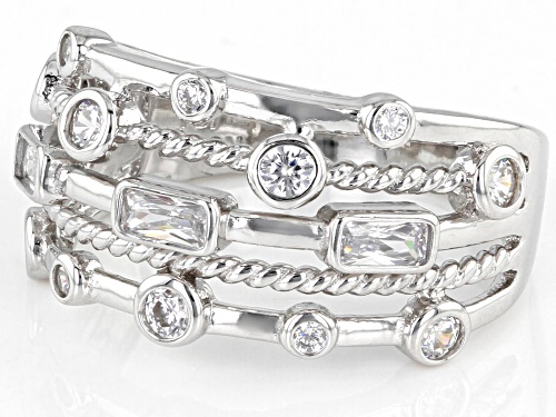 Bella Luce® 1.40ctw White Diamond Simulant Rhodium Over Sterling Silver Ring (0.80ctw DEW) - Size 7