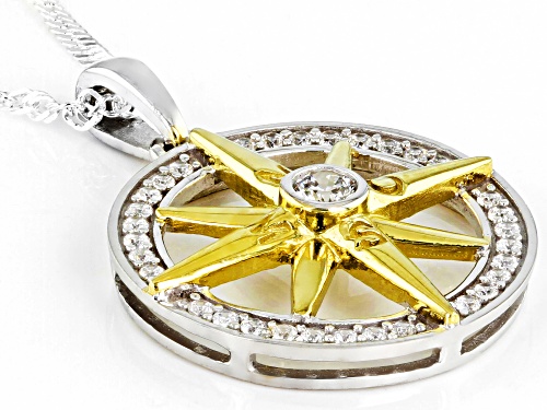 Bella Luce® .74ctw White Diamond Simulant Rhodium And 14k Yellow Gold Over Silver Pendant With Chain
