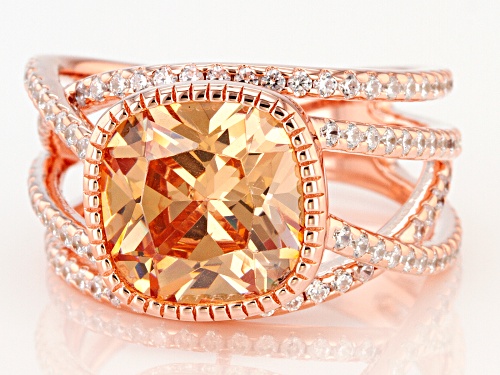 Bella Luce® 8.51ctw Champagne and White Diamond Simulants Eterno™ Rose Ring (4.72ctw  DEW) - Size 7